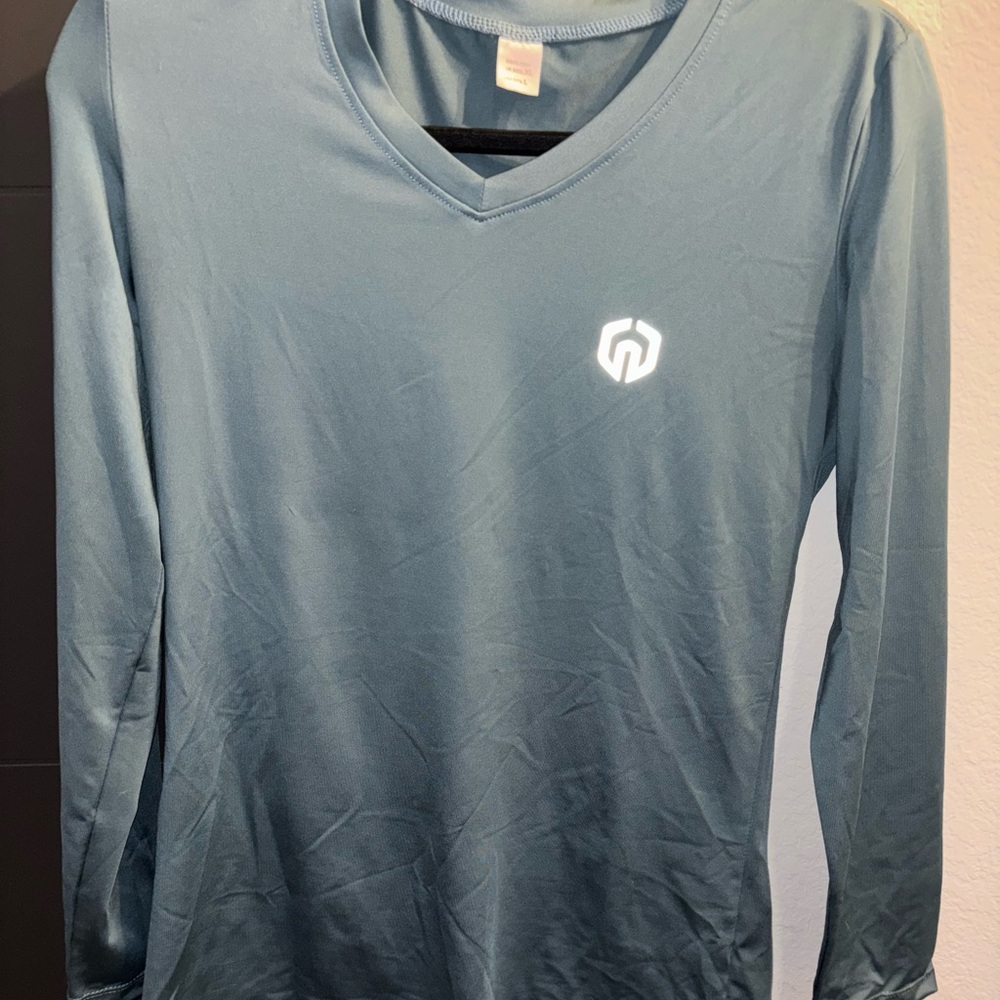 Blue Long Sleeve V-Neck Shirt